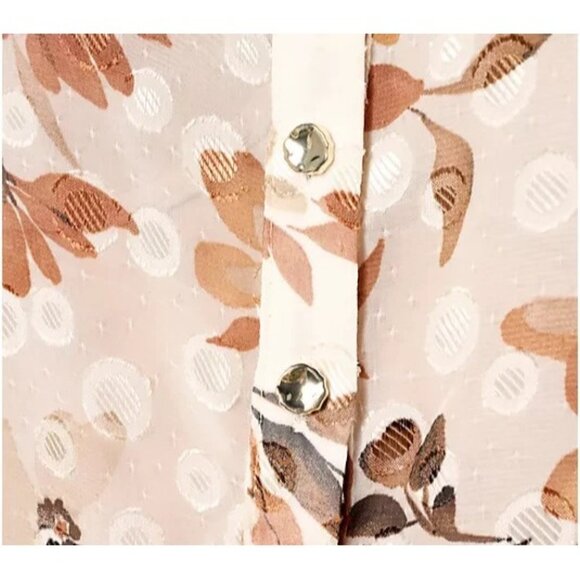 Susan Graver Sheer Woven Clip Dot Button Front Tunic Copper/Ivory S A626990 - Picture 3 of 3